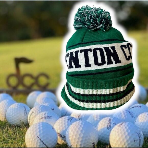 Denton Country Club Texas Stripe Cuffed Rugby Pom Pom Knit Beanie - Picture 1 of 16
